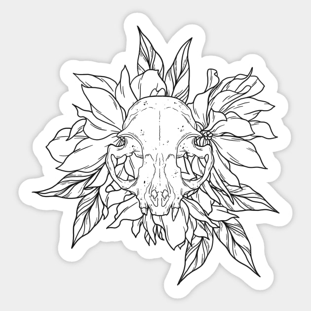 Cat Skull & Hellebore Sticker by Cosmic Queers